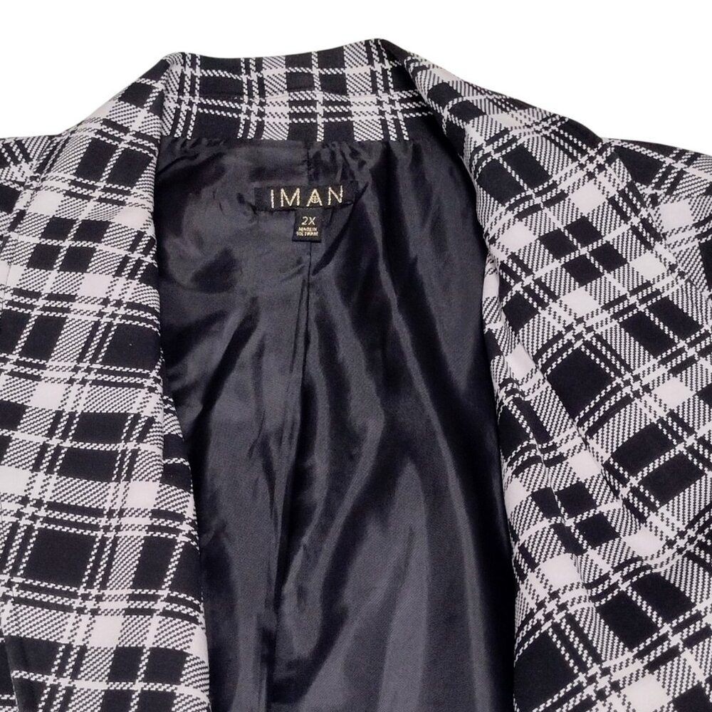 Iman: 2pc Black and White Plaid Pantsuit, Size 2X - Picture 9 of 15